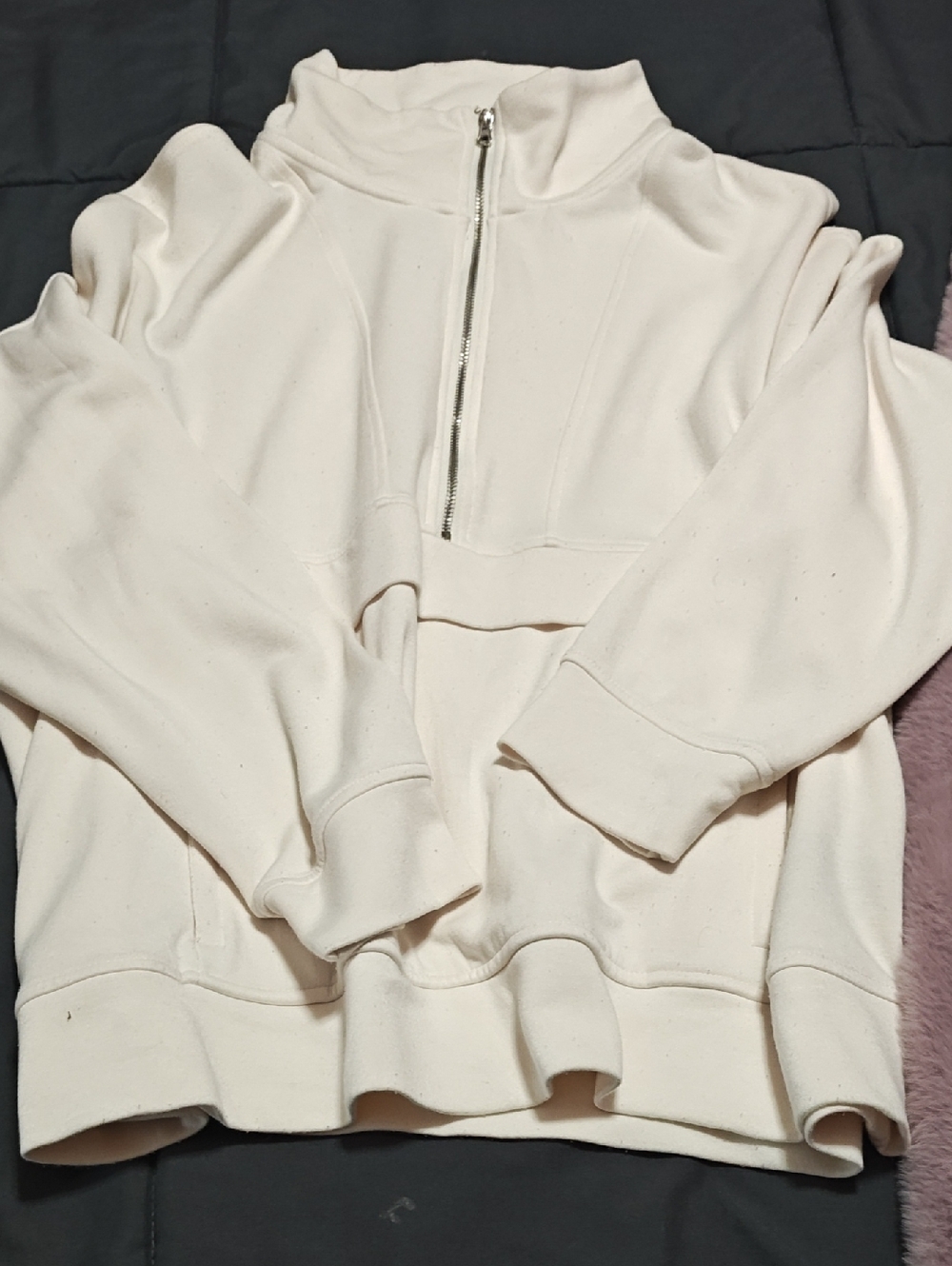 Danskin Cream Half-Zip Cowl Neck Sweatshirt